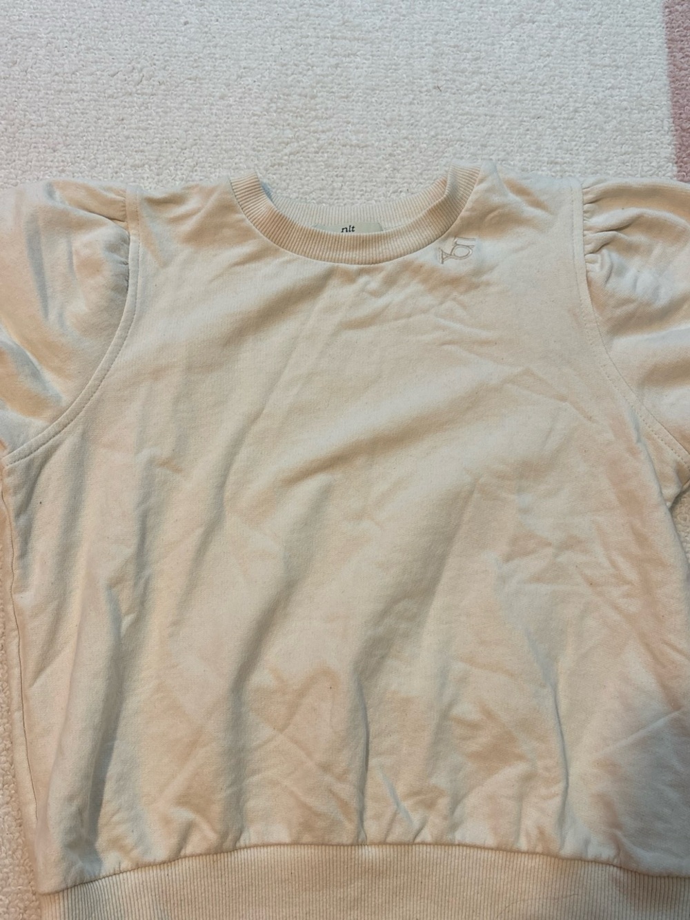 AOII sorority Neutral Cream Puff-Sleeve Top
